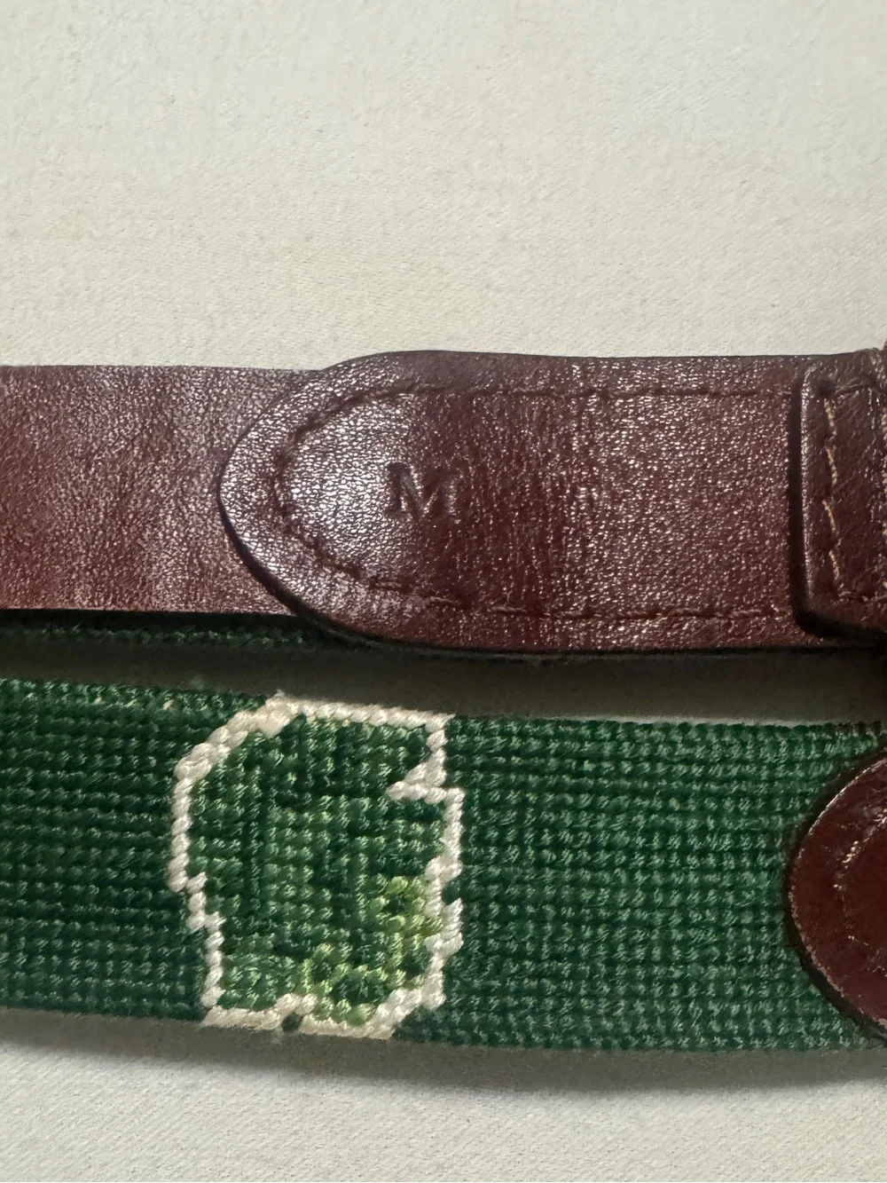 SMATHERS & BRANSON Belt Leather Needlepoint Athens Academy Spartan Georgia YMed